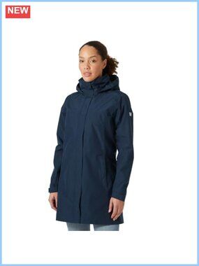 Women's Waterproof Hooded Long Rain Coat Full Zip Lined Jacket